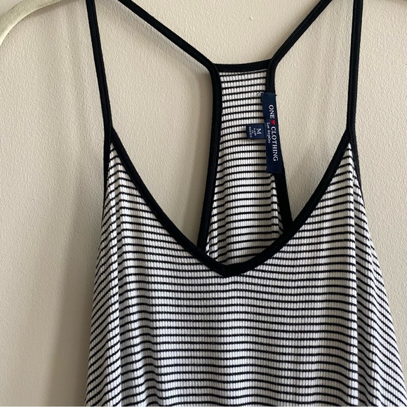 One Clothing Black and White Stripped V-neck Romper - Picture 4 of 7
